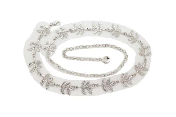 Brand New Women Silver Metal Chain Greek Leaf Style Fashion Belt Hip High Waist Size S M