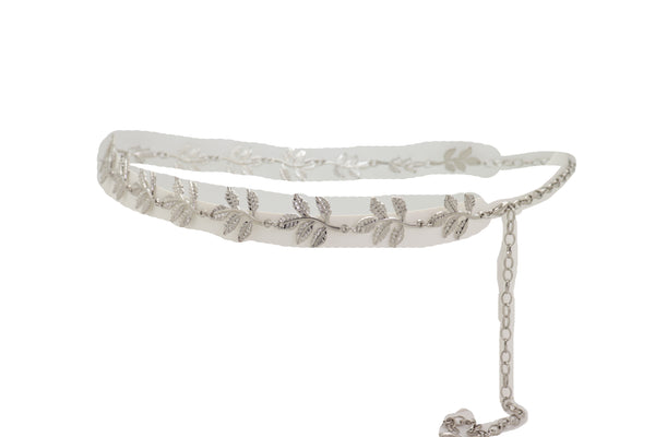 Brand New Women Silver Metal Chain Greek Leaf Style Fashion Belt Hip High Waist Size S M