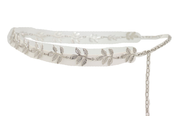 Brand New Women Silver Metal Chain Greek Leaf Style Fashion Belt Hip High Waist Size S M