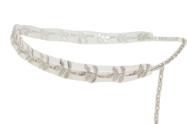 Brand New Women Silver Metal Chain Greek Leaf Style Fashion Belt Hip High Waist Size S M