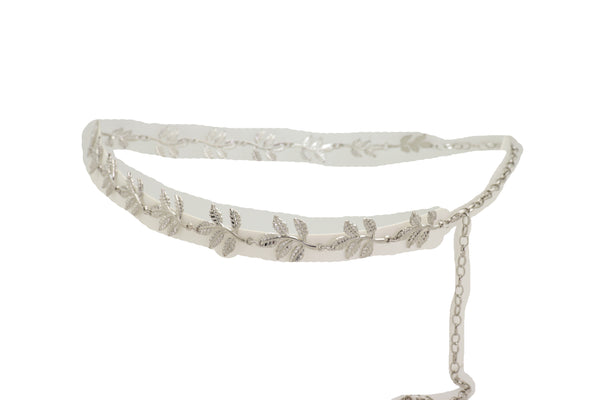 Brand New Women Silver Metal Chain Greek Leaf Style Fashion Belt Hip High Waist Size S M