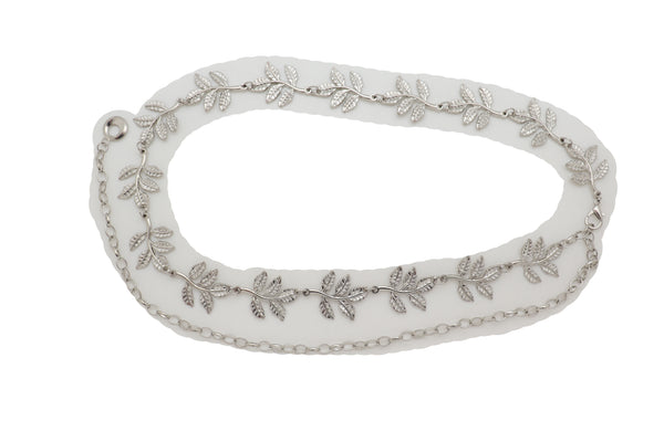 Brand New Women Silver Metal Chain Greek Leaf Style Fashion Belt Hip High Waist Size S M