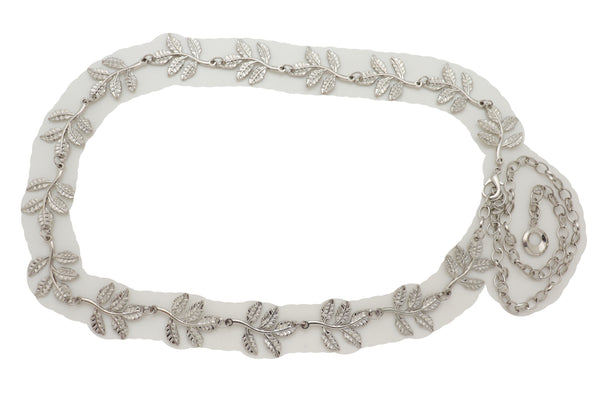 Brand New Women Silver Metal Chain Greek Leaf Style Fashion Belt Hip High Waist Size S M