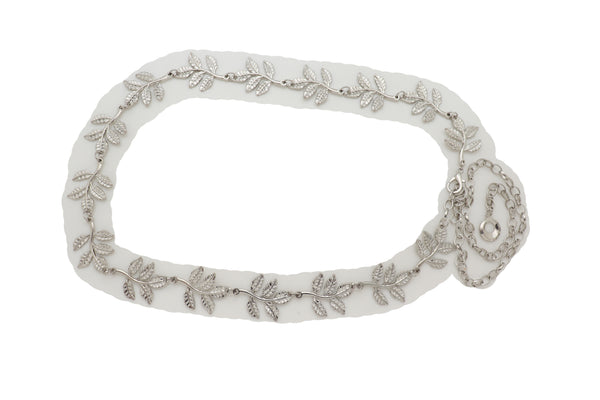 Brand New Women Silver Metal Chain Greek Leaf Style Fashion Belt Hip High Waist Size S M