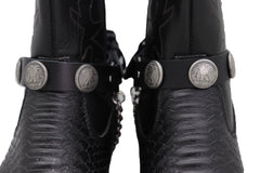 USA Half Dollar Coin Eagle Side Black Faux Leather Boot Straps (Pair)