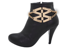 Gold Metal Chain Western Fashion Boot Bracelet Shoe Anklet M Wings Charm