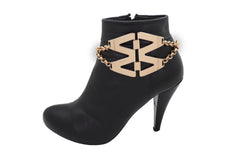 Gold Metal Chain Western Fashion Boot Bracelet Shoe Anklet M Wings Charm