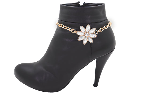 Brand New Women Gold Metal Chain Boot Bracelet Shoe Fancy Silver Bling Flower Charm Anklet