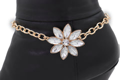 Gold Metal Chain Boot Bracelet Shoe Fancy Silver Bling Flower Charm Anklet