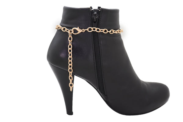 Brand New Women Boot Antique Gold Metal Chain Western Bracelet Shoe Charm Turquoise Bead