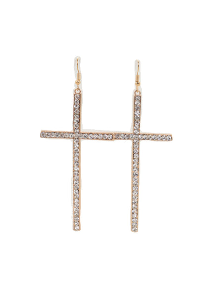 Brand New Women Gold Metal Big Cross Earrings Set Hook Closer Fashion Religious Jewelry Elegant