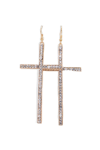 Brand New Women Gold Metal Big Cross Earrings Set Hook Closer Fashion Religious Jewelry Elegant