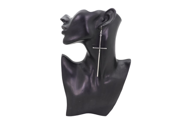 Brand New Women Large Size Metal Cross Earrings Set Hook Closer Fashion Religious Jewelry