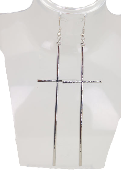 Brand New Women Large Size Metal Cross Earrings Set Hook Closer Fashion Religious Jewelry