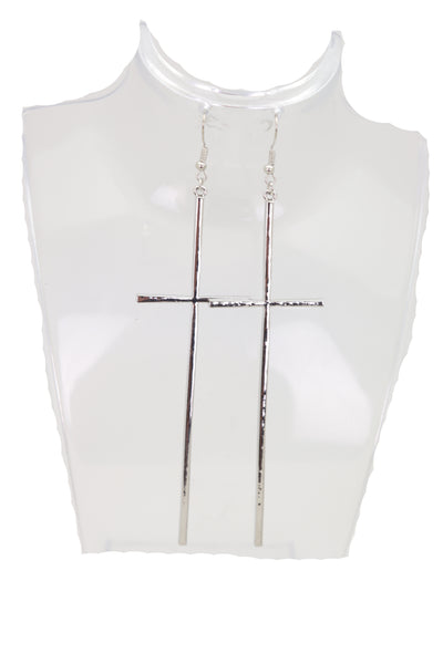 Brand New Women Large Size Metal Cross Earrings Set Hook Closer Fashion Religious Jewelry