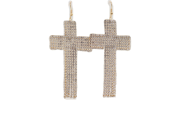 Brand New Women Earrings Set Big Fashion Jewelry Gold Metal Long Bling Cross Charm Tassel