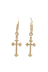 Gold Metal Cute Religious Dangle Earrings Christian Cross