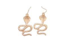 Hook Earrings Set Gold Metal Cobra Snake Charm Great Look