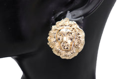 Lion Head Clip-on Earrings
