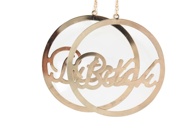 Brand New Women Earrings Set Celebrity Fashion Jewelry Big Hoop Gold Metal BITCH Hip Hop