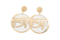 Earrings Set Egyptian Big Hoop Gold Metal The Eye Horus