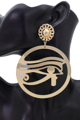 Earrings Set Egyptian Big Hoop Gold Metal The Eye Horus