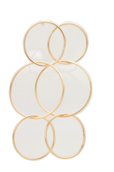 Brand New Women Earrings Set Bling Fashion Jewelry 3 Circles Hoop Gold Metal Hot Long Drop