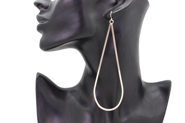 Brand New Women Hook Earrings Set Fashion Jewelry Rose Gold Metal Dangle Water Drop Hoop
