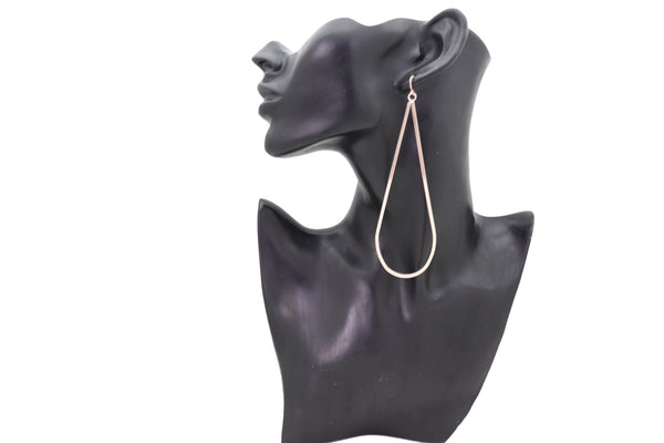 Brand New Women Hook Earrings Set Fashion Jewelry Rose Gold Metal Dangle Water Drop Hoop