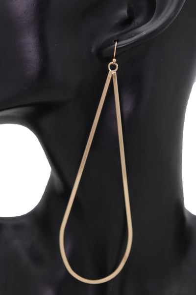 Brand New Women Hook Earrings Set Fashion Jewelry Gold Color Metal Dangle Water Drop Hoop