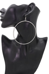 Earrings Set Silver Metal Casual Day Wear Large Size Hoop