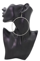 Earrings Set Silver Metal Casual Day Wear Large Size Hoop