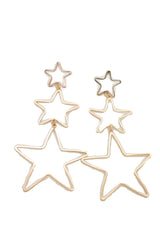 3 Outline Stars Long Dangle Earrings
