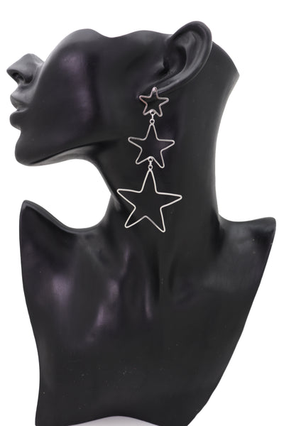 Brand New Women Hook Earrings Silver Metal Fashion Jewelry Star Charm Texas Lone Long Drop