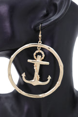 Nautical Anchor Large Hoop Earrings