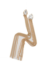 Silver Teardrop Gem Extra Long Gold Metal Tassel Earrings