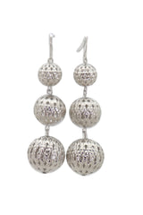 Hook Earrings Set Silver Mesh Metal Disco 3 Balls Dangle
