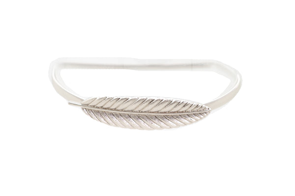 Brand New Women Silver Metal Leaf Elastic Waistband Fashion Belt Hip High Waist Size S M L