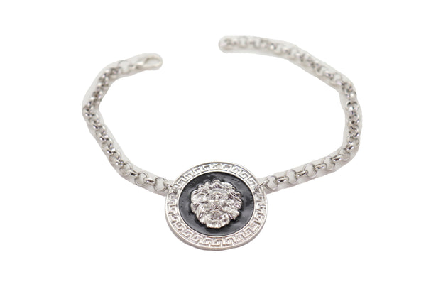 Brand New Women Silver Metal Chain Western Boot Bracelet Shoe Lion Coin Charm