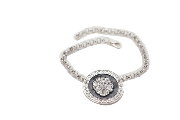 Brand New Women Silver Metal Chain Western Boot Bracelet Shoe Lion Coin Charm