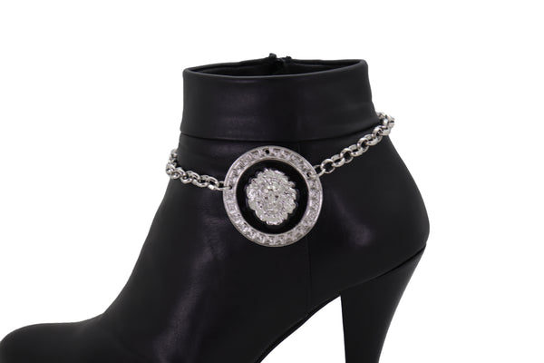 Brand New Women Silver Metal Chain Western Boot Bracelet Shoe Lion Coin Charm