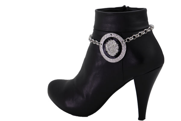 Brand New Women Silver Metal Chain Western Boot Bracelet Shoe Lion Coin Charm