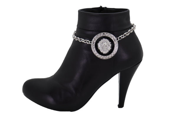 Brand New Women Silver Metal Chain Western Boot Bracelet Shoe Lion Coin Charm