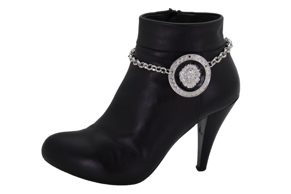 Brand New Women Silver Metal Chain Western Boot Bracelet Shoe Lion Coin Charm
