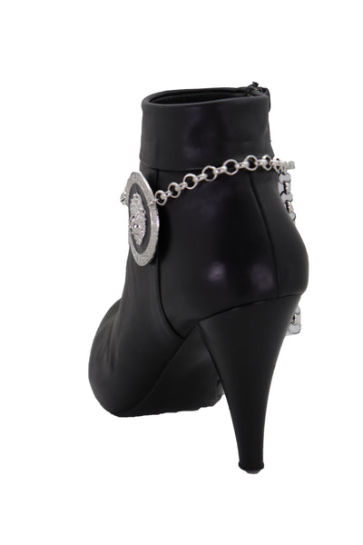 Brand New Women Silver Metal Chain Western Boot Bracelet Shoe Lion Coin Charm