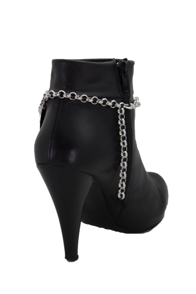 Brand New Women Silver Metal Chain Western Boot Bracelet Shoe Lion Coin Charm