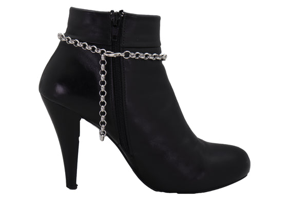 Brand New Women Silver Metal Chain Western Boot Bracelet Shoe Lion Coin Charm