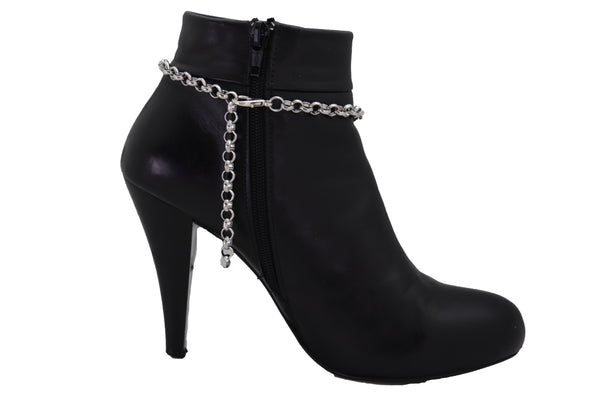Brand New Women Silver Metal Chain Western Boot Bracelet Shoe Lion Coin Charm