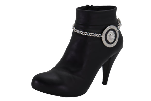 Brand New Women Silver Metal Chain Western Boot Bracelet Shoe Lion Coin Charm