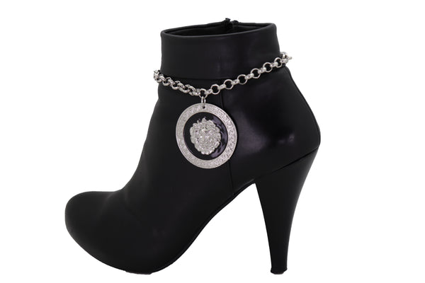 Brand New Women Silver Metal Chain Boot Bracelet Shoe Lion Coin Medallion Charm Sexy